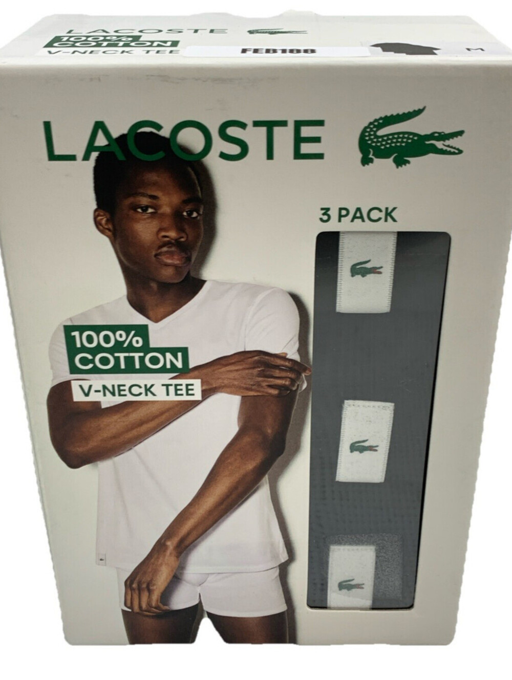 Lacoste Men's Essentials Regular V-Neck Tee 100% Cotton T-Shirt Medium - 3 Pack